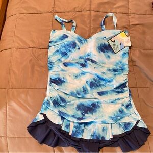 Blue Tie-Dye Women's One Piece Swimsuit. NWT Mazu Swim